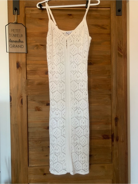 Everyday Sunday Dresses & Skirts - White Crochet Dress with Spaghetti Straps by Everyday Sunday L